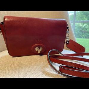 COACH Red Leather Turnlock Crossbody Bag